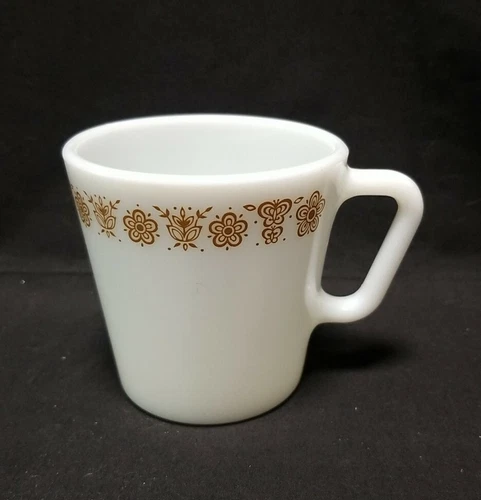 Vintage Pyrex Cup/Mug Brown/Gold Butterfly No. 1410