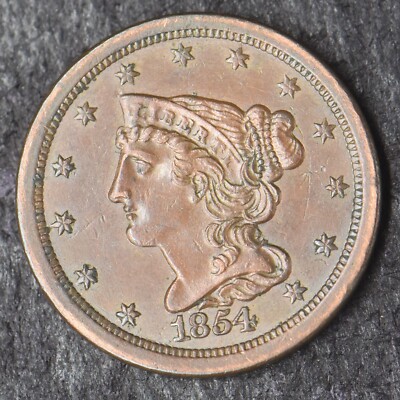 1854 ''High Grade'' Braided Hair Half Cent - COINGIANTS -