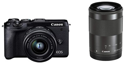 Canon Mirrorless SLR Camera EOS M6 Mark II Double Zoom Kit Black EOSM6MK2BK-WZK
