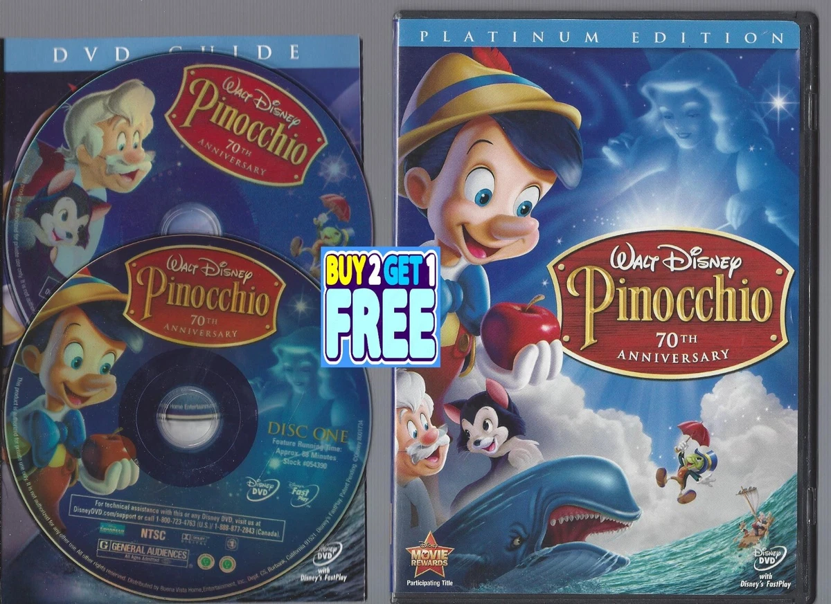 Pinocchio (DVD, 2009, 2-Disc Set 70th Anniversary Platinum Edition) Disc &  Cover 786936735321 | eBay