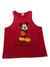 VINTAGE Made In USA Walt Disney World Mickey Mouse Tank Top Red Adult Large