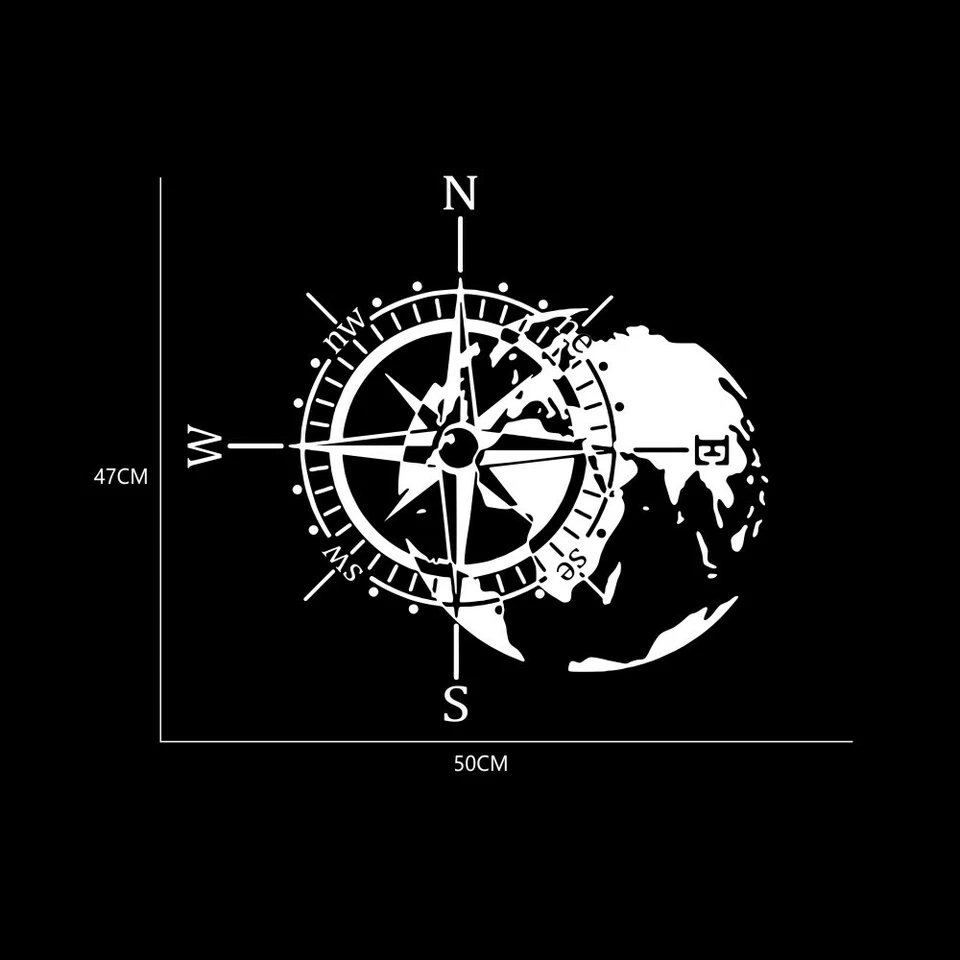 Calcomanía de vinilo blanca con gráficos de brújula de montaña para guardabarros lateral para carrocería de auto Foto 3 de 4