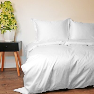 Soft Duvet Cover Set 3 Pc White Snow Egyptian Cotton Sateen Single Double King