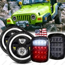 7 Inch Led Headlights Smoke Tail Lights Combo For Jeep Wrangler Tj Yj Cj5 Cj7