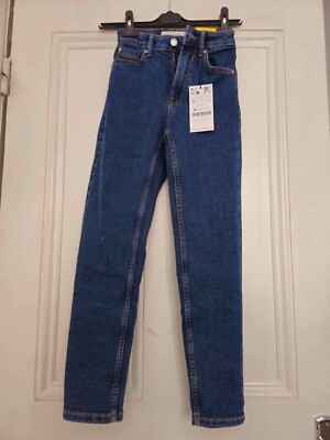 Stradivarius Petite Slim Mom Jean with Stretch in Indigo Blue UK