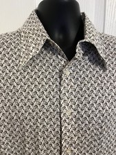 70s VTG Dagger Collar Geometric Button Down Shirt Western Disco Long Sleeve L/XL