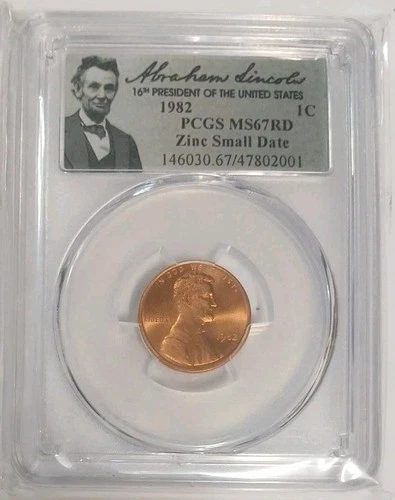 1982 PCGS MS67RD LINCOLN CENT MS 67 RED Zinc Small Date