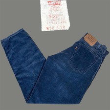 VTG 90  s USA Made LEVIS 550 Orange Tab Blue Corduroy Pants Relaxed Tapered 30x30