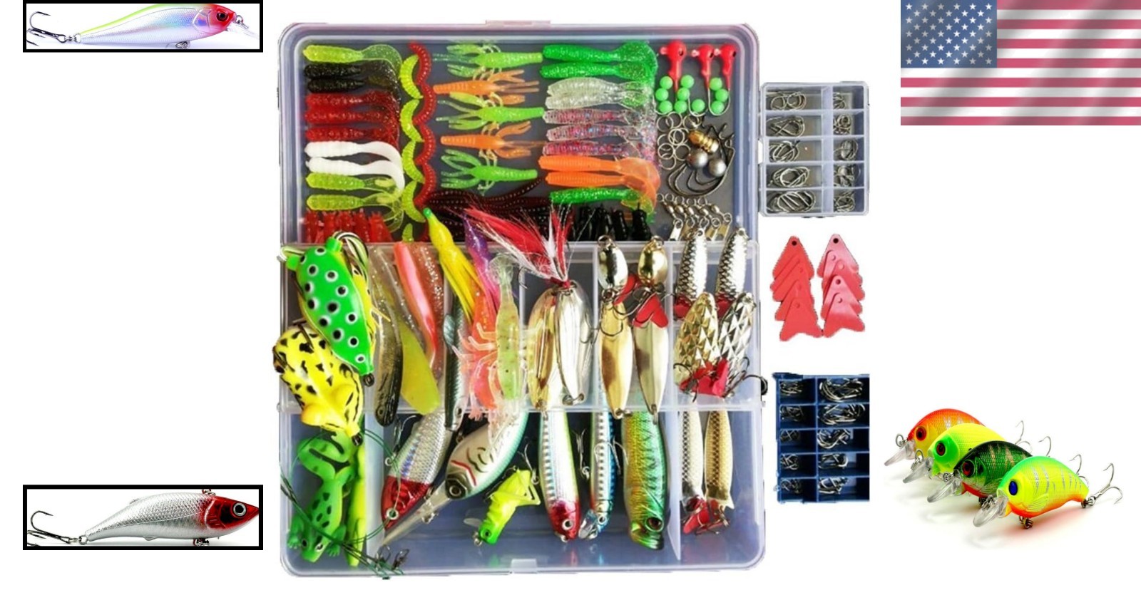 275-Piece Fishing Lure Set - Frogs, Spoons, Grasshoppers for Successful Catching - Image 2