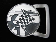 QF07110 VINTAGE 1970s  SPORTS RACING  COMMEMORATIVE PEWTER BELT BUCKLE