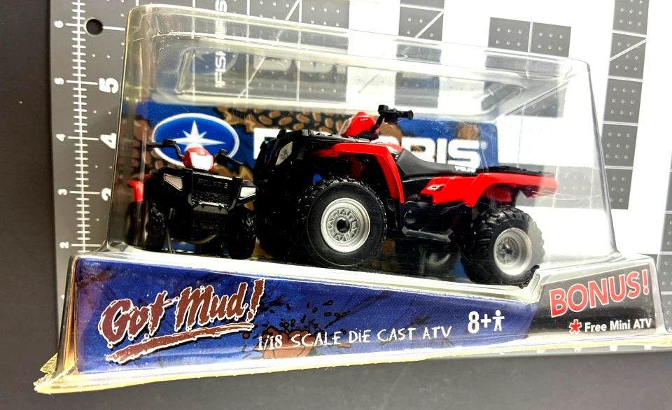 ERTL 1:18 Polaris Got Mud Die Cast ATV, 4 Wheelers, Two Pack, Red and Black KK - Image 2 of 4