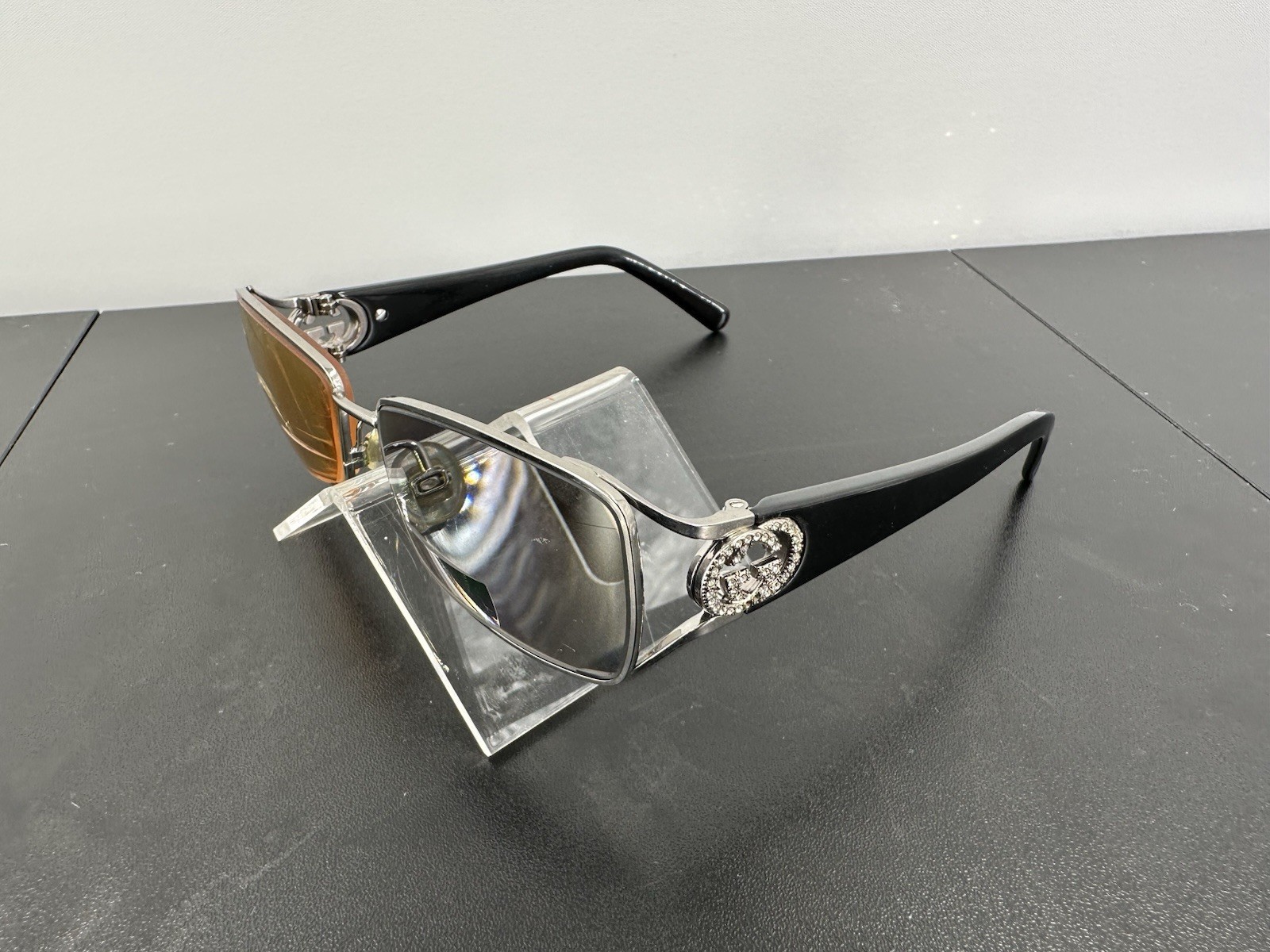 Gucci Vintage Frame Crystals Interlocking GG Made In Italy 56-18-135 (C2-03)