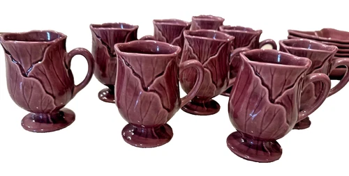 VINTAGE Set of 9 Metlox Poppytrail Lotus Footed Coffee Mug Tea Cup HTF EUC MINT