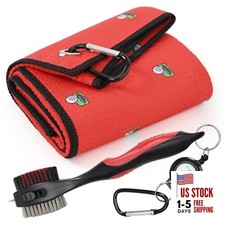  Golf Towels - Microfiber Waffle Pattern Tri-fold, Printed Towel Red+red Brush