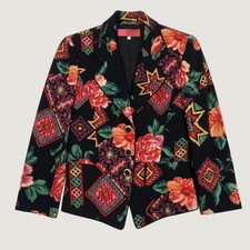 Vintage Emanuel Ungaro Solo Donna Paris Wool Floral Blazer Jacket Size 8 Italy
