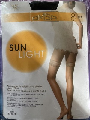 Selbsthaltende verschleierte Sun Light Marke Omsa 8 Den Gr. 3-M Col. Schwarz