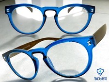 Classy Elegant Vintage Retro READING EYE GLASSES READERS Round Blue Frame 2.50