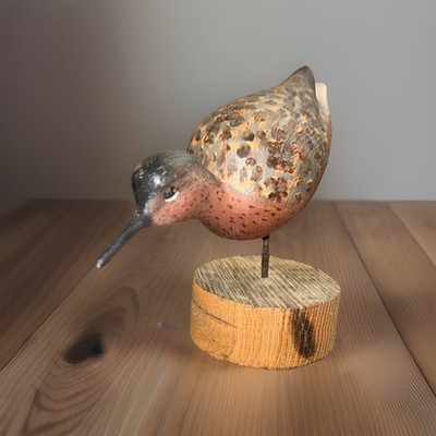 Vintage Hand-Carved and Painted Wooden Shorebird Signed Artist