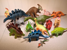 Lot of 15 Assorted Plastic Dinosaur Toy Figures Pretend Play Ages 3-7