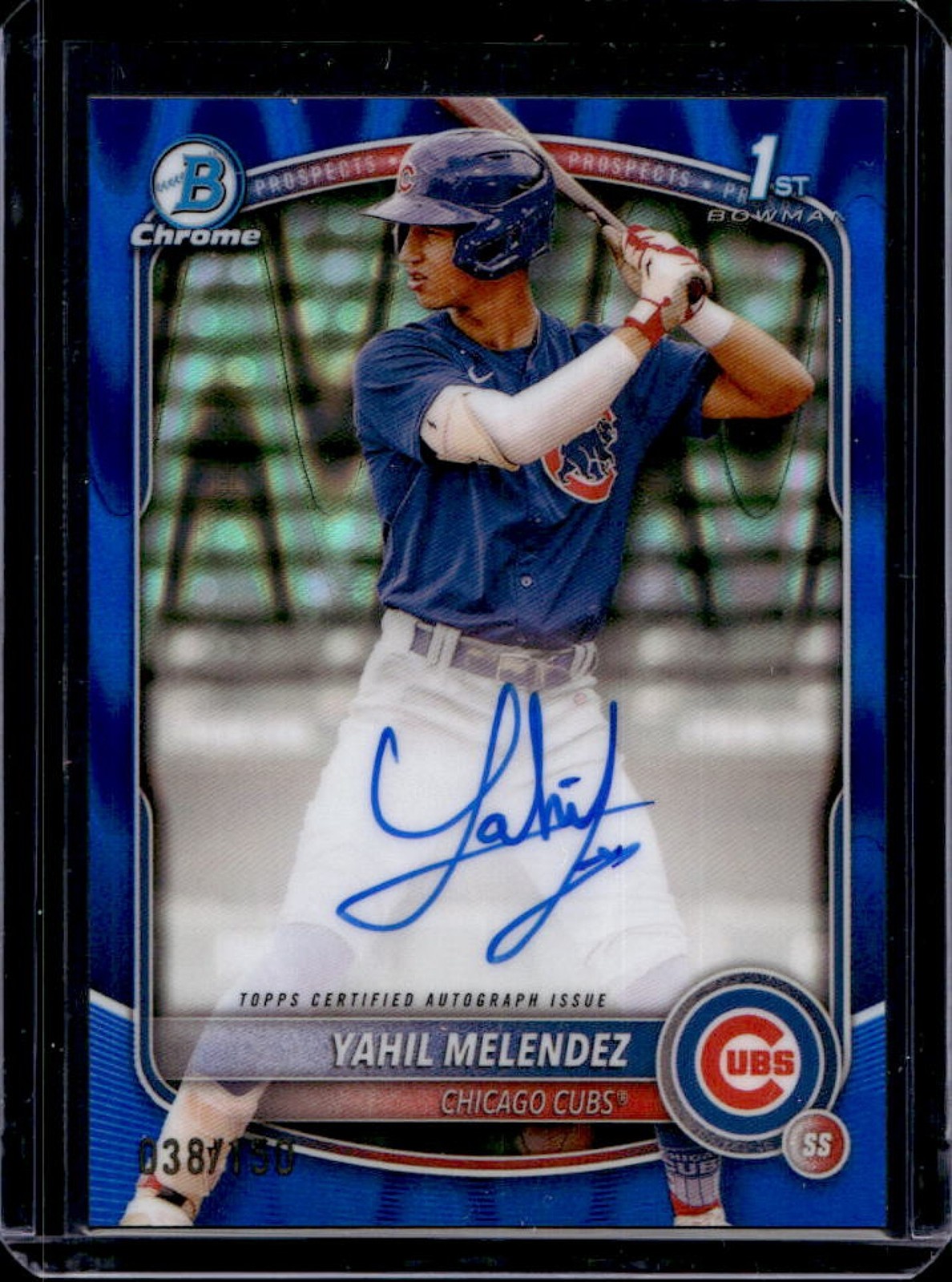 2025 Bowman Chrome Yahil Melendez Auto Blue RayWave Refractor 1st #38/150