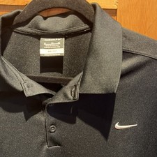 Nike Golf Dri-FIT Men s XL Black Solid Short Sleeve Polo Collared Logo