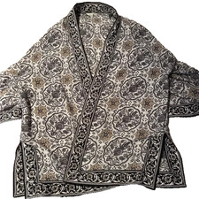 Max Studio Floral Patterned Fabric Kimono Style Wrap Open Jacket Size S