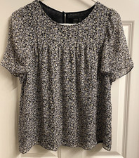 J. Crew Silk Floral Blouse Size 6 Lined Metallic