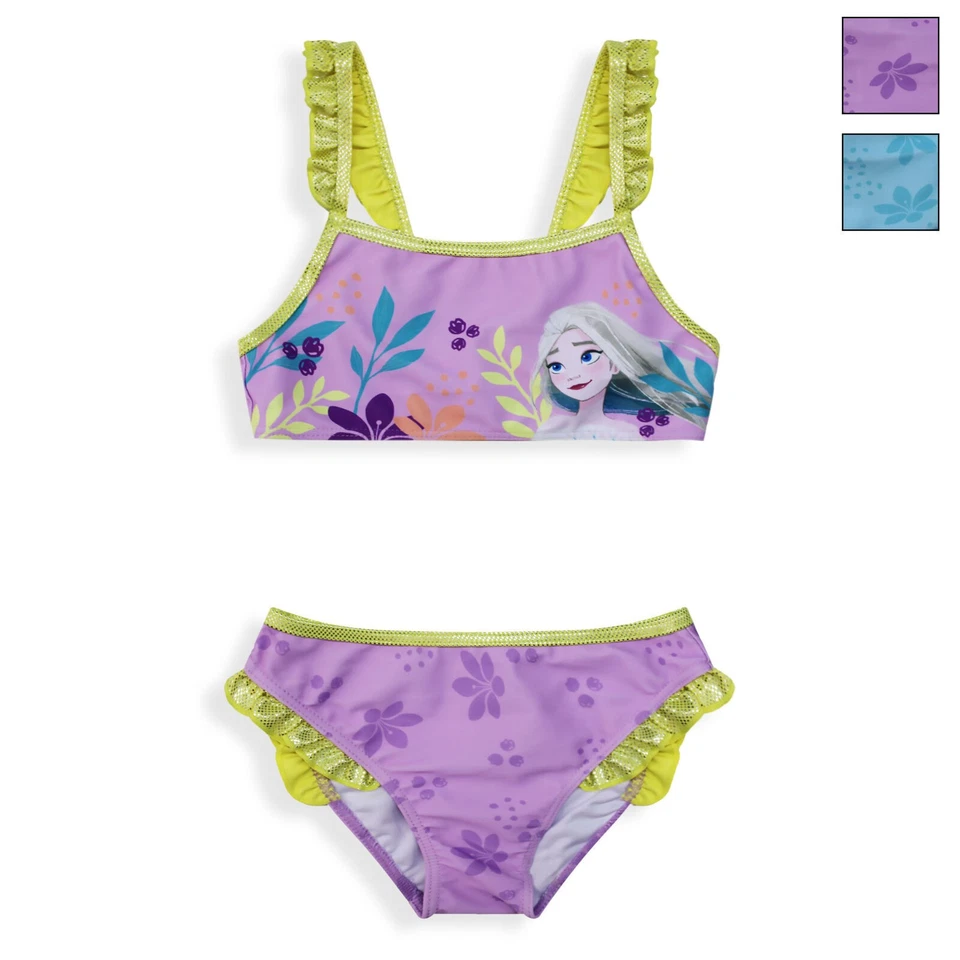 Maillot De Bain Bikini Fille Disney FROZEN ELSA 2 Pièces Avec Volants 6666 - Photo 1/1