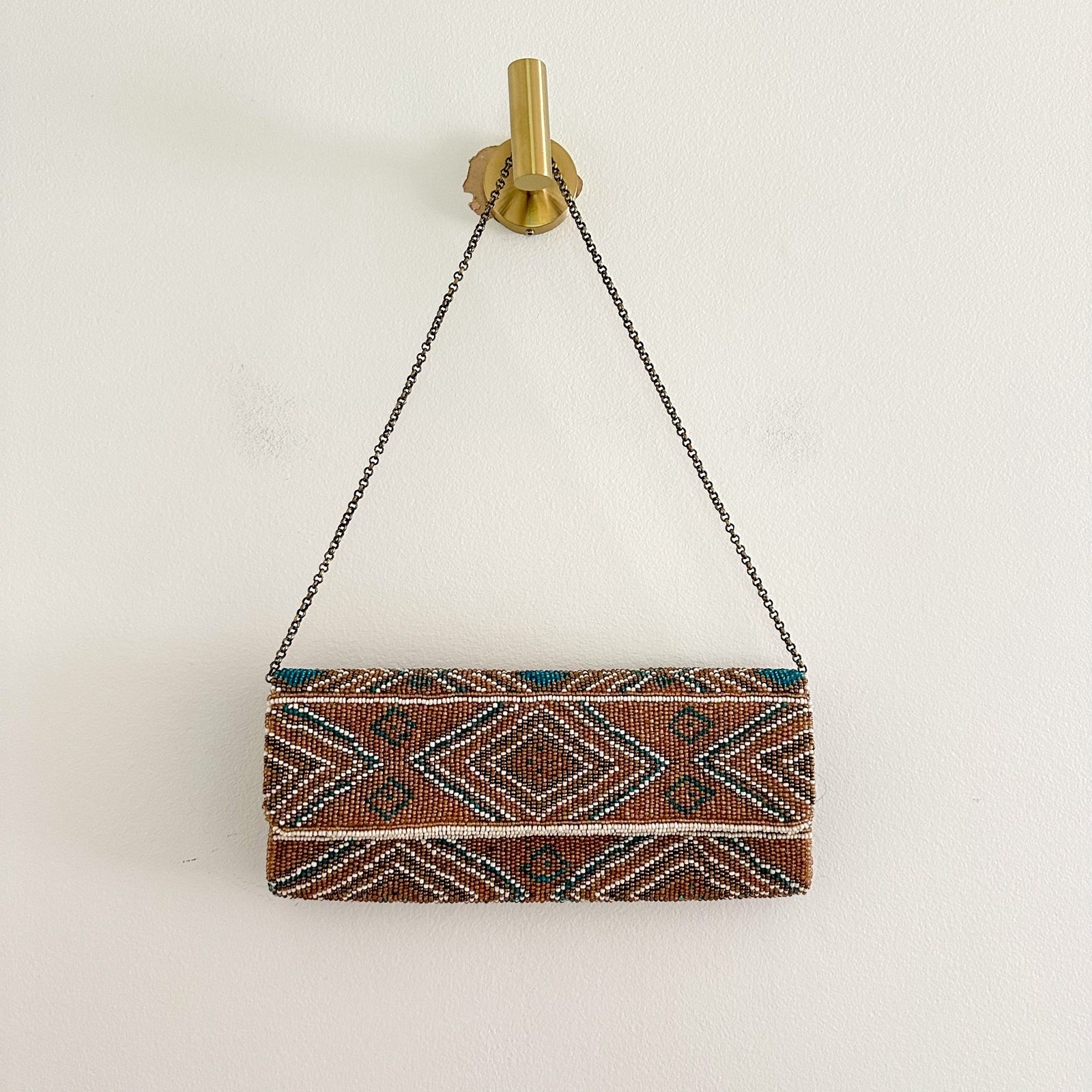 Santi Aztec Pattern Beaded Rectangle Shape Clutch… - image 1