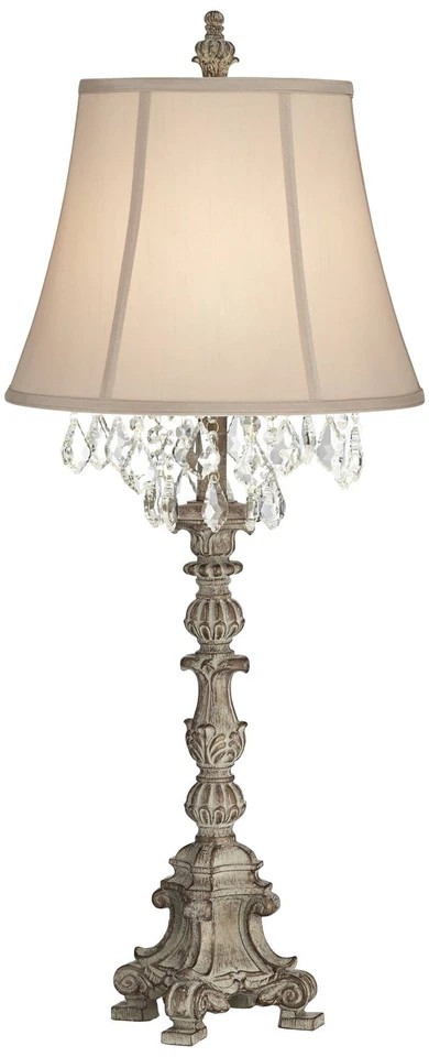 Duval Traditional Table Lamp 34" Tall Distressed Antique White for Bedroom House - Image 2 of 4