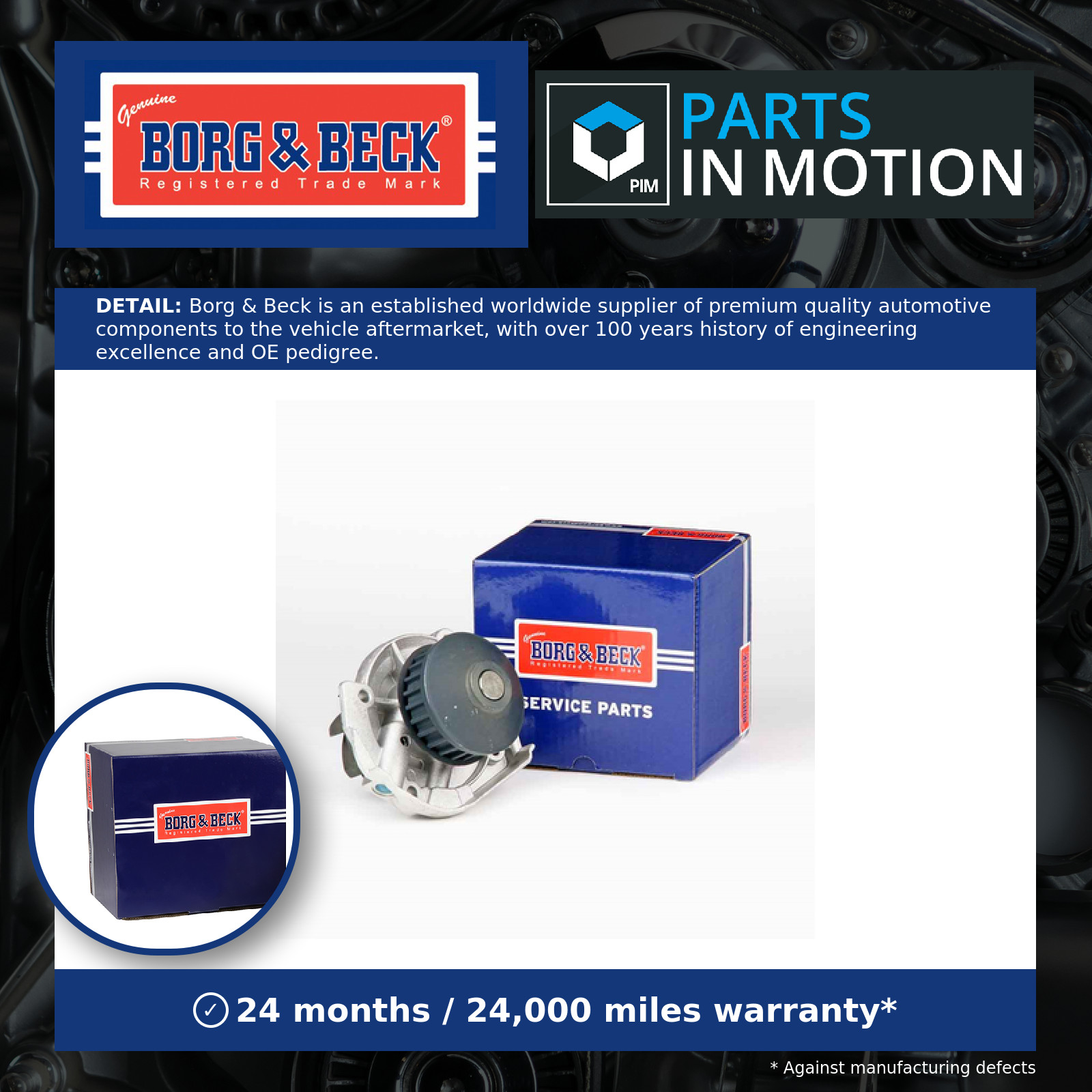 Water Pump BWP1846 Borg & Beck Coolant 46526243 46805736 55184080 Quality New