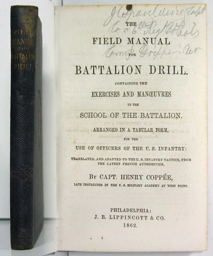 1862 CIVIL WAR FIELD MANUAL By COPPEE IDENTIFIED TO CAPTAIN 6th VERMONT INFANTRY