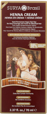 10/27 Surya Brasil Henna Cream Golden Blonde - 98% Natural Ingredients, Vegan, C