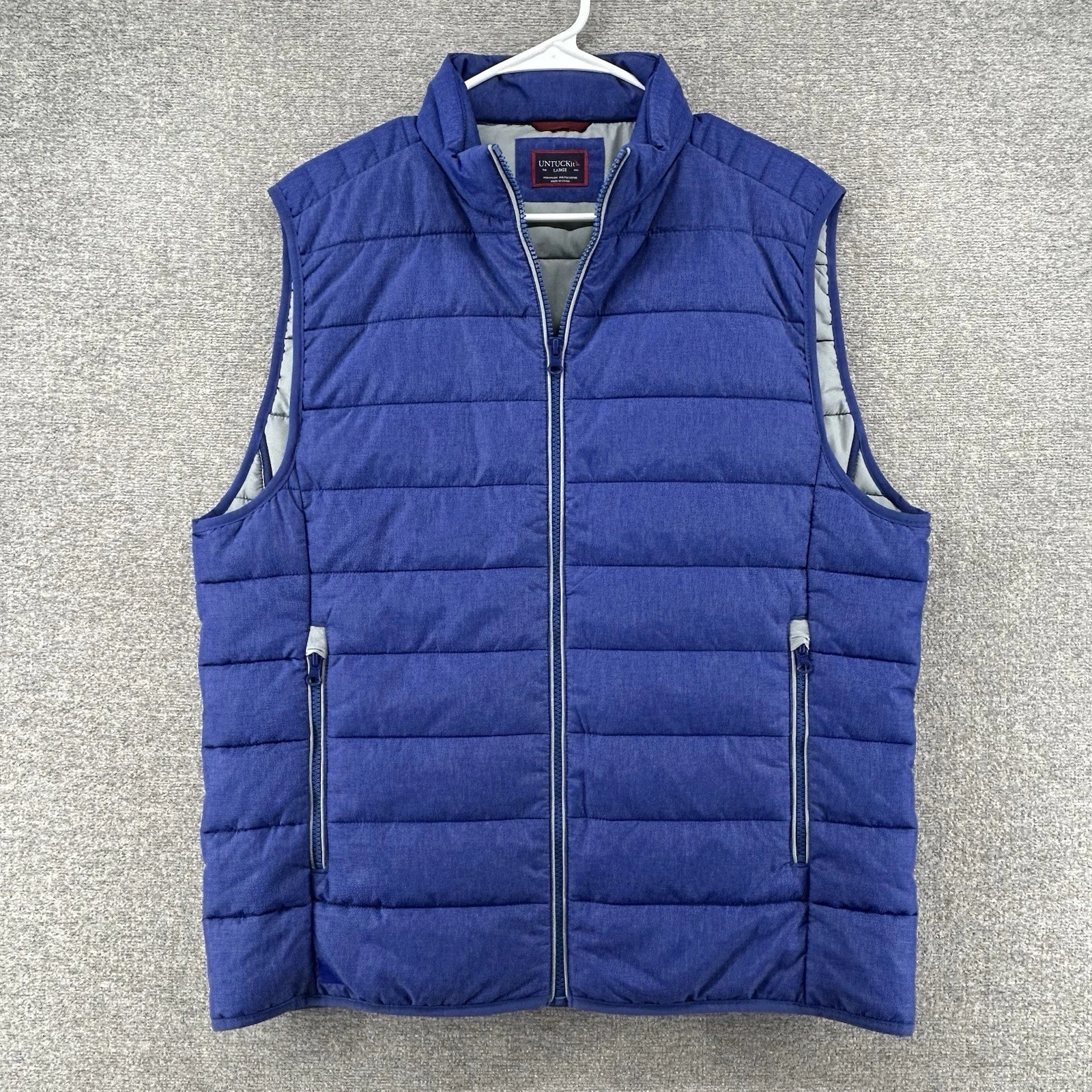 UNTUCKit Thierry Puffer Full Zip Vest Men Size Large Blue Quilted Soft Shell