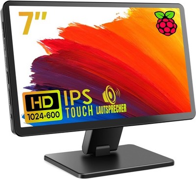 ROADOM 7 Zoll Touchscreen Monitor für Raspberry Pi, IPS 1024×600 FHD Display