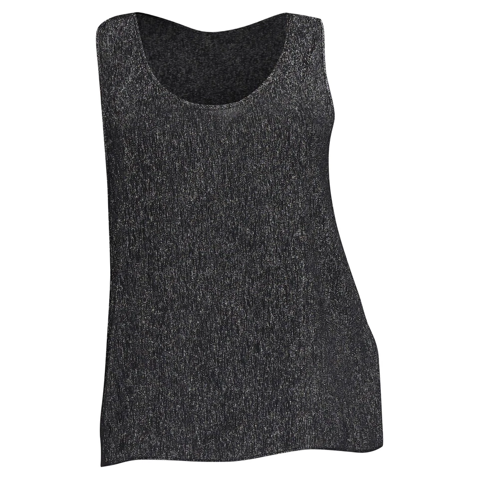 Saint Laurent Glittered Tank Top In Silk Women Silver Size 42