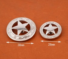 10PC Chrome Silver Western Cowboy Hollowed Texas Star Belt Saddle Tack Concho