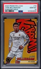 2025 PANINI PRIZM FIFA CLUB WORLD CUP KABOOM! GOLD JUDE BELLINGHAM 5/10 PSA 10