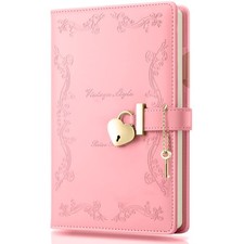 Heart Shaped Lock Journal Travel Diary Leather Notebook with Lock and Key