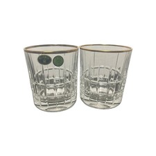 Bohemia Crystal Dover Gold Whiskey Tumblers 320ml Lowball Glasses