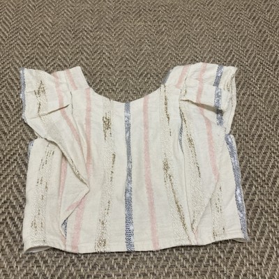 Koch Cotton Women s Small Striped Sleeveless Cropped Top Lined Made In USA