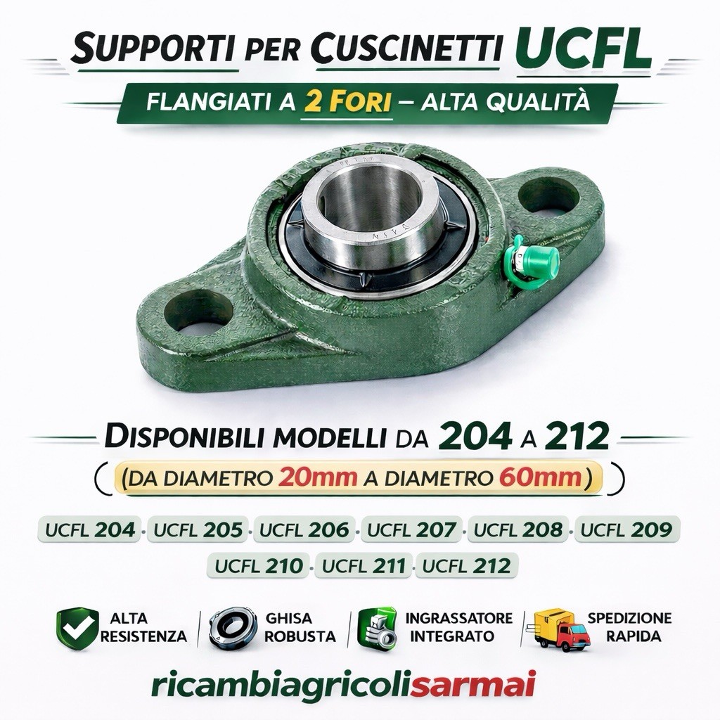 Supporti per CUSCINETTI UCFL da 204 a 212 con Cuscinetto Autoallineante