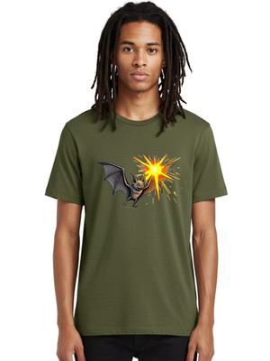 Bat-Explosion Mens Graphic Tee, 100% Cotton, Casual Summer Wear