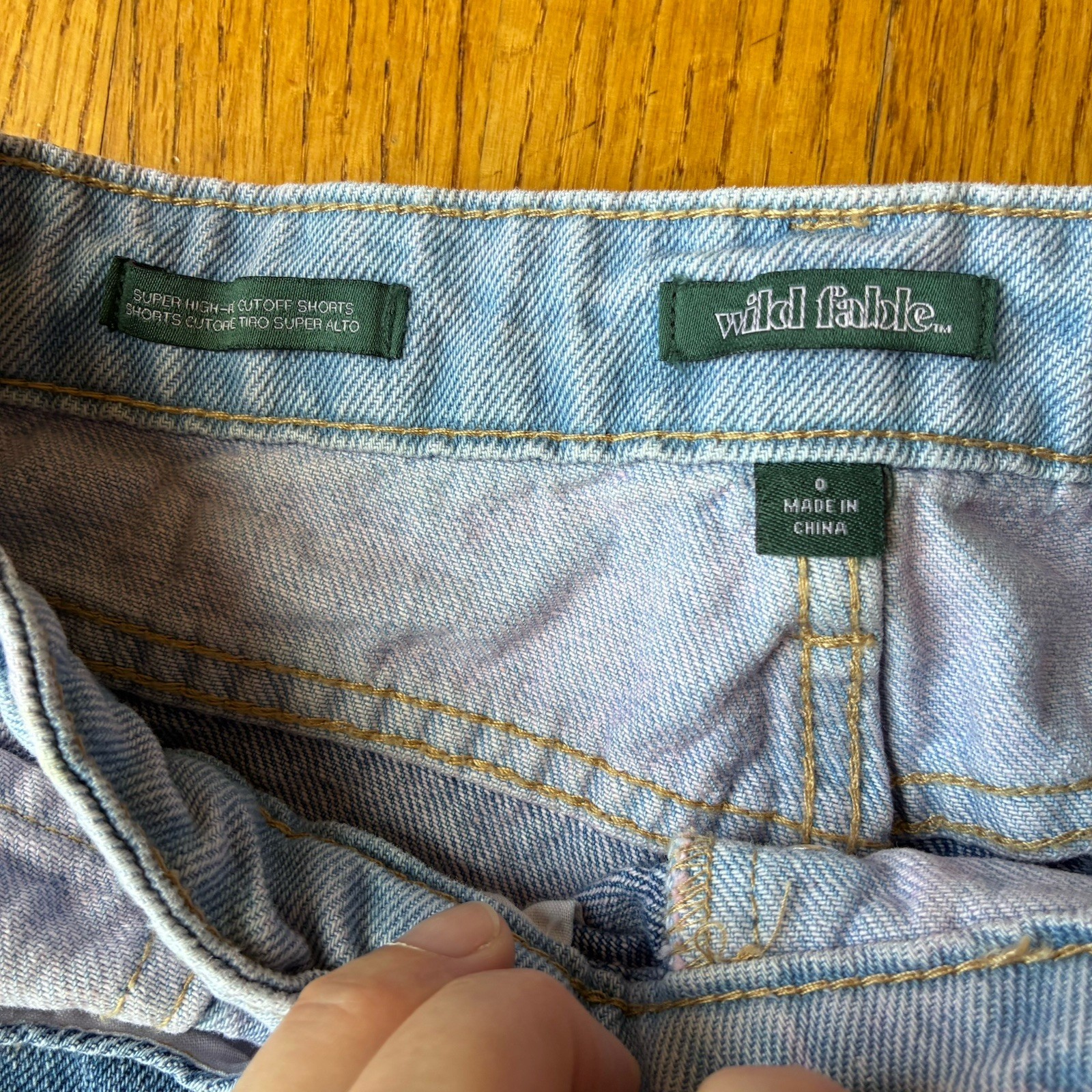 High Rise Patchwork Button Fly Denim Jean Cutoff … - image 5