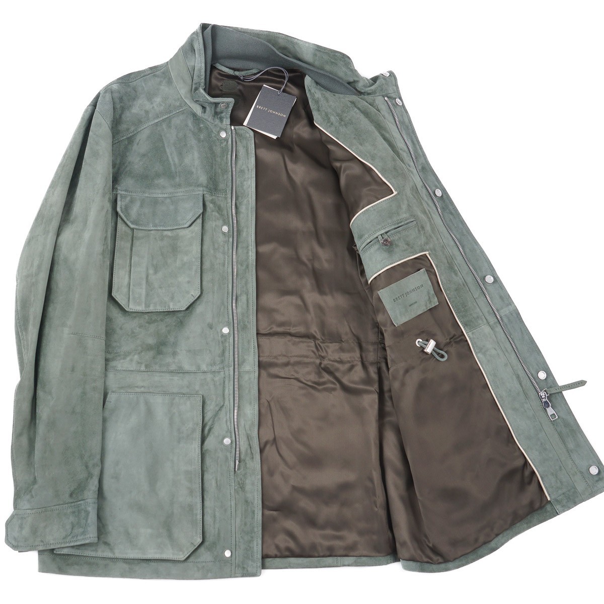 Brett Johnson Green Soft Calf Suede Leather 'Lugano' Field Jacket 3XL (Eu58) NWT - second product detail image