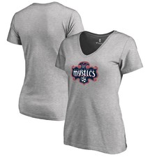 Women's Heathered Gray Washington Mystics Primary Logo V-Neck T-Shirt