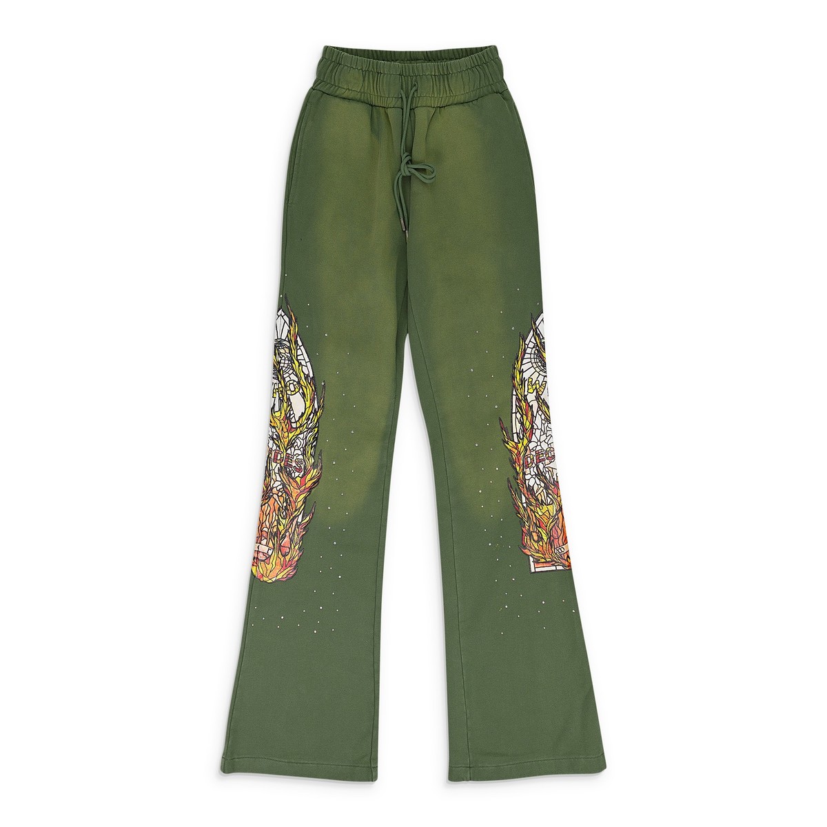NWT WHO DECIDES WAR GREEN FLAME GLASS SWEATPANTS SIZE 30 $350 | eBay