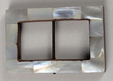 Vintage - Wooden Mother of Pearl Shell Belt Buckle - B18