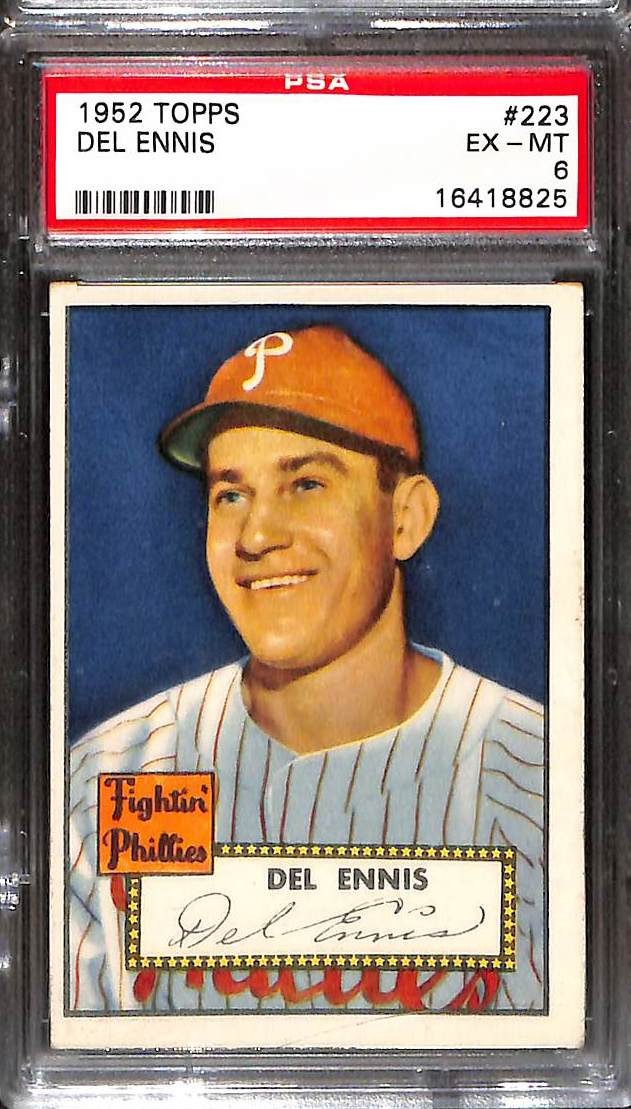 1952 Topps #223 DEL ENNIS PSA 6 EX-MT 16418825