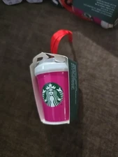NWT 2021 Starbucks Ornament HOT PINK To-Go Coffee Cup Tumbler Christmas Tree